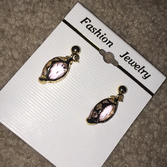 Vintage pink stone earrings - Picture 5 of 6